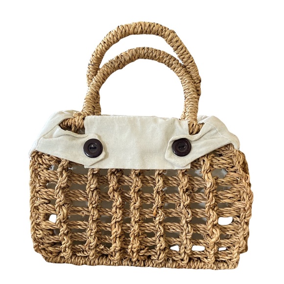 Boho Woven Basket Bag or Caddy with Lining - Picture 1 of 6